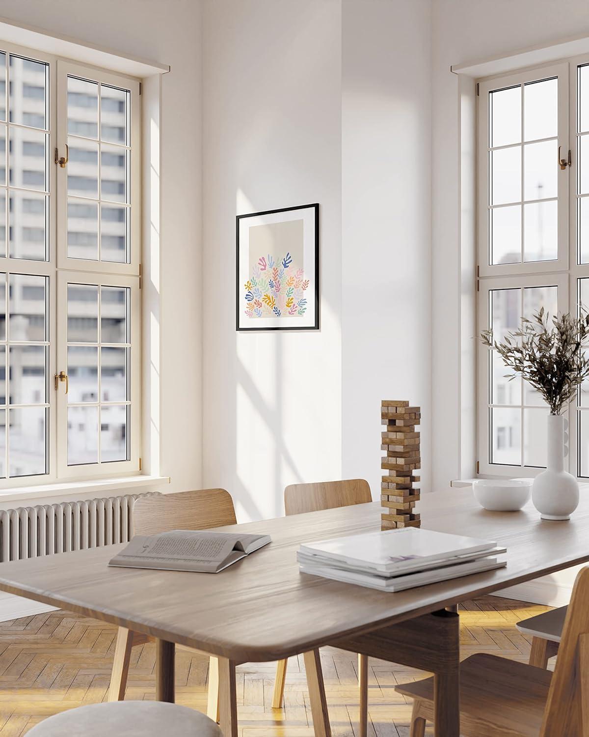 imageHAUS AND HUES Blue Aesthetic Daisy Artwork Indie Room Posters Trendy Wall Art Danish Pastel Decor Beige Frame 16x20Colorful Organic Shapes