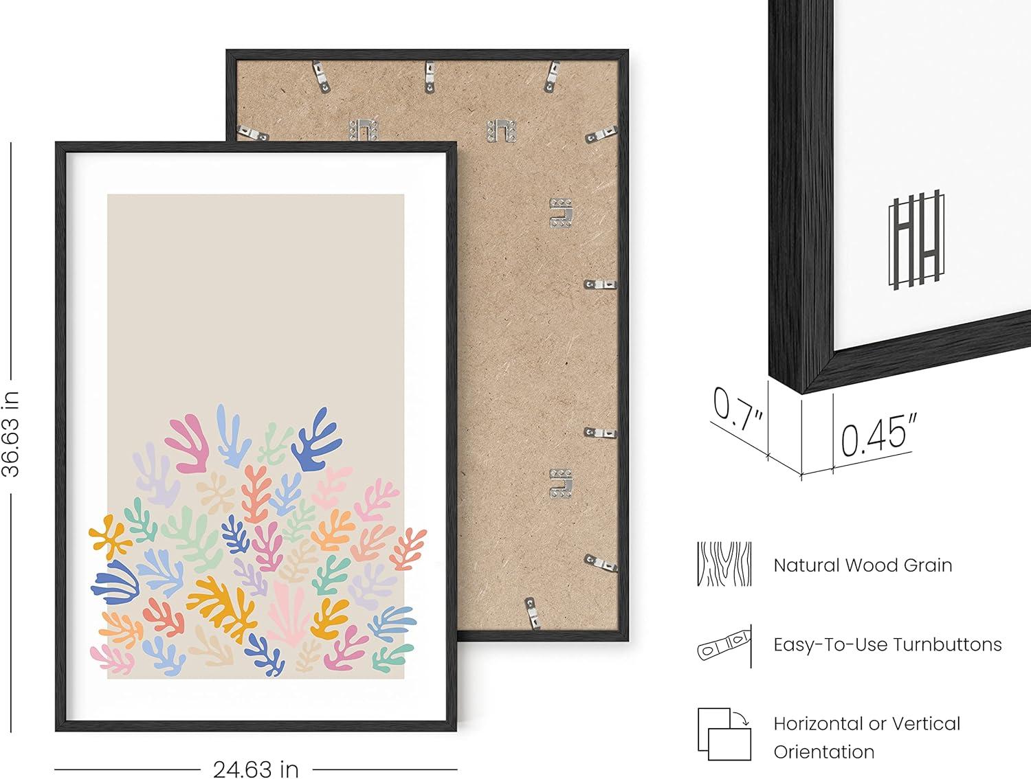 imageHAUS AND HUES Blue Aesthetic Daisy Artwork Indie Room Posters Trendy Wall Art Danish Pastel Decor Black Frame 24x36Colorful Organic Shapes