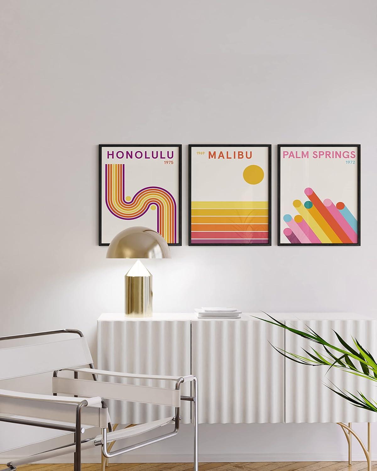 imageHAUS AND HUES Danish Pastel Wall Art  Set of 3 MatisseInspired Prints Aesthetic Pastel Room Decor Black Frame 16x20Vintage City