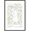 imageHAUS AND HUES Art Exhibition Poster  Danish Pastel Pink Posters for Room Aesthetic Geometric Wall Art Pink Art Prints Danish Pastel Decor Beige Frame 24x36Statue on Green Waves