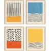 imageHAUS AND HUES Blue Abstract Wall Art Set of 4  Navy Blue and White Prints Modern TieDye Abstract Art Aesthetic Blue Wall Decor Black Frame 8x10Colors  Lines