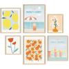 imageHAUS AND HUES Danish Pastel Room Decor Aesthetic  Set of 6 Colorful Wall Art Trendy Posters for Teens Floral Art Pink Abstract Wall Decor Black FrameVintage Travel