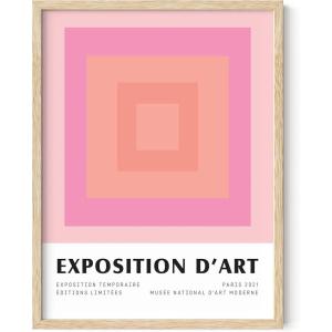 imageHAUS AND HUES Blue Aesthetic Daisy Artwork Indie Room Posters Trendy Wall Art Danish Pastel Decor Beige Frame 16x20Pink Geometric Squares