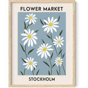 imageHAUS AND HUES Flower Market Poster Danish Pastel Wall Art Pink Aesthetic Decor Pastel Floral Print Beige Framed 12x16Flower Market Stockholm