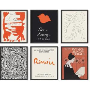 imageHAUS AND HUES Matisse Poster Set  Minimalist Poster Set for Room Aesthetic Frameable Modern Art Danish Pastel Posters Beige Frame 16x20Black  Red Gallery