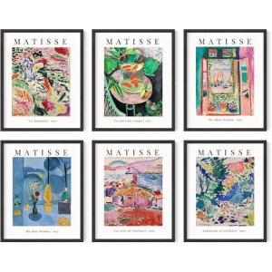 imageHAUS AND HUES Matisse Poster Set  Minimalist Poster Set for Room Aesthetic Frameable Wall Art Frameable Modern Art Black Frame 11x14Summer Matisse