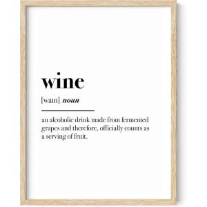 imageHAUS AND HUES Wine Prints Wall Art  Funny Wall Decor Wine Quotes Wall Decor Funny Posters for College Posters for Dorms Funny Wall Prints Bar Decor Beige Framed 16x20Wine