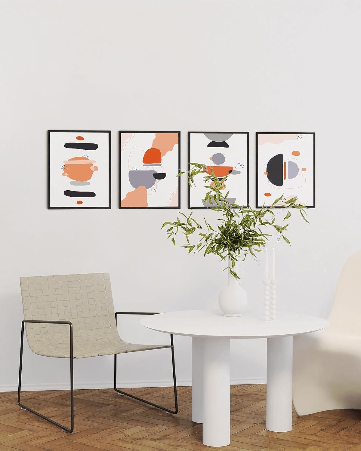 imageHAUS AND HUES Abstract Blue Art  Set of 4 Abstract Art Wall Decor for Living Room Watercolor Prints Wall Art Navy Blue Wall Art Black Frame 11x14Abstract Horizon