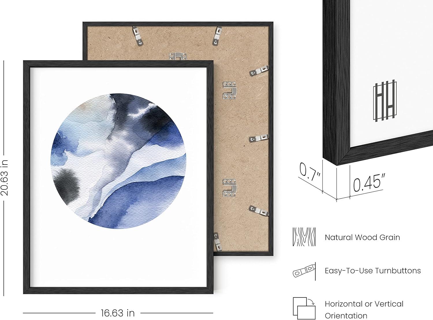 imageHAUS AND HUES Abstract Blue Art  Set of 4 Abstract Art Wall Decor for Living Room Watercolor Prints Wall Art Navy Blue Wall Art Black Frame 11x14Abstract Circles
