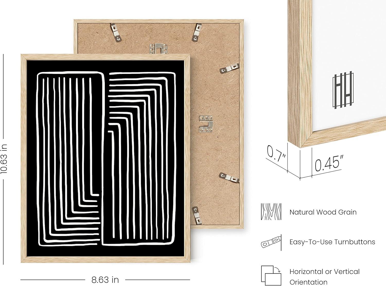 imageHAUS AND HUES Abstract Blue Art  Set of 4 Abstract Art Wall Decor for Living Room Watercolor Prints Wall Art Navy Blue Wall Art Black Frame 11x14Maze Set of 4