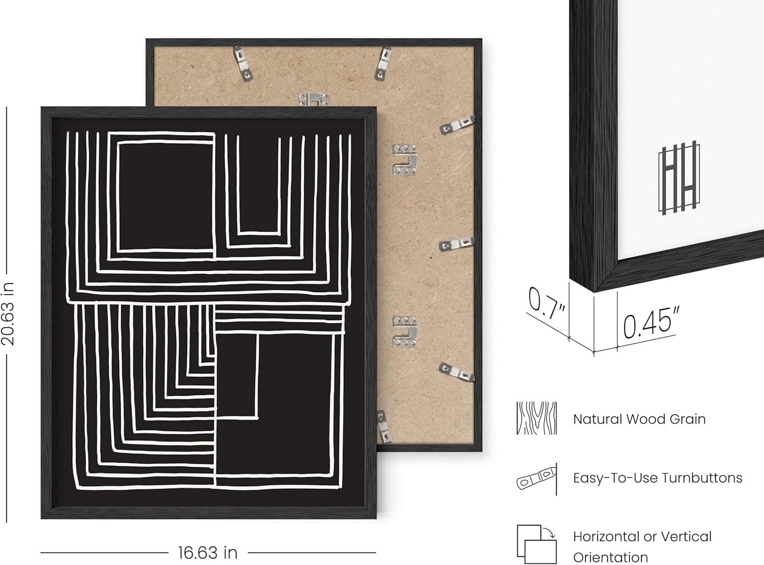 imageHAUS AND HUES Abstract Blue Art  Set of 4 Abstract Art Wall Decor for Living Room Watercolor Prints Wall Art Navy Blue Wall Art Black Frame 11x14Maze Set of 4