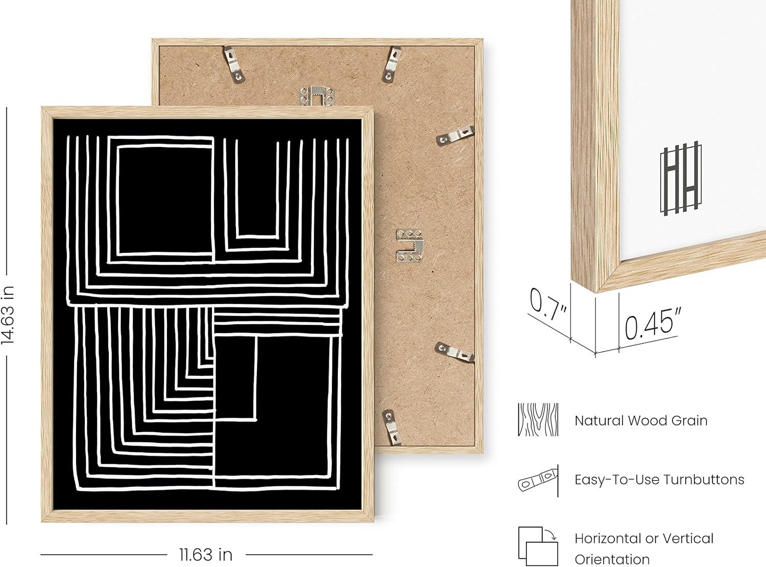 imageHAUS AND HUES Abstract Blue Art  Set of 4 Abstract Art Wall Decor for Living Room Watercolor Prints Wall Art Navy Blue Wall Art Black Frame 11x14Maze Set of 4