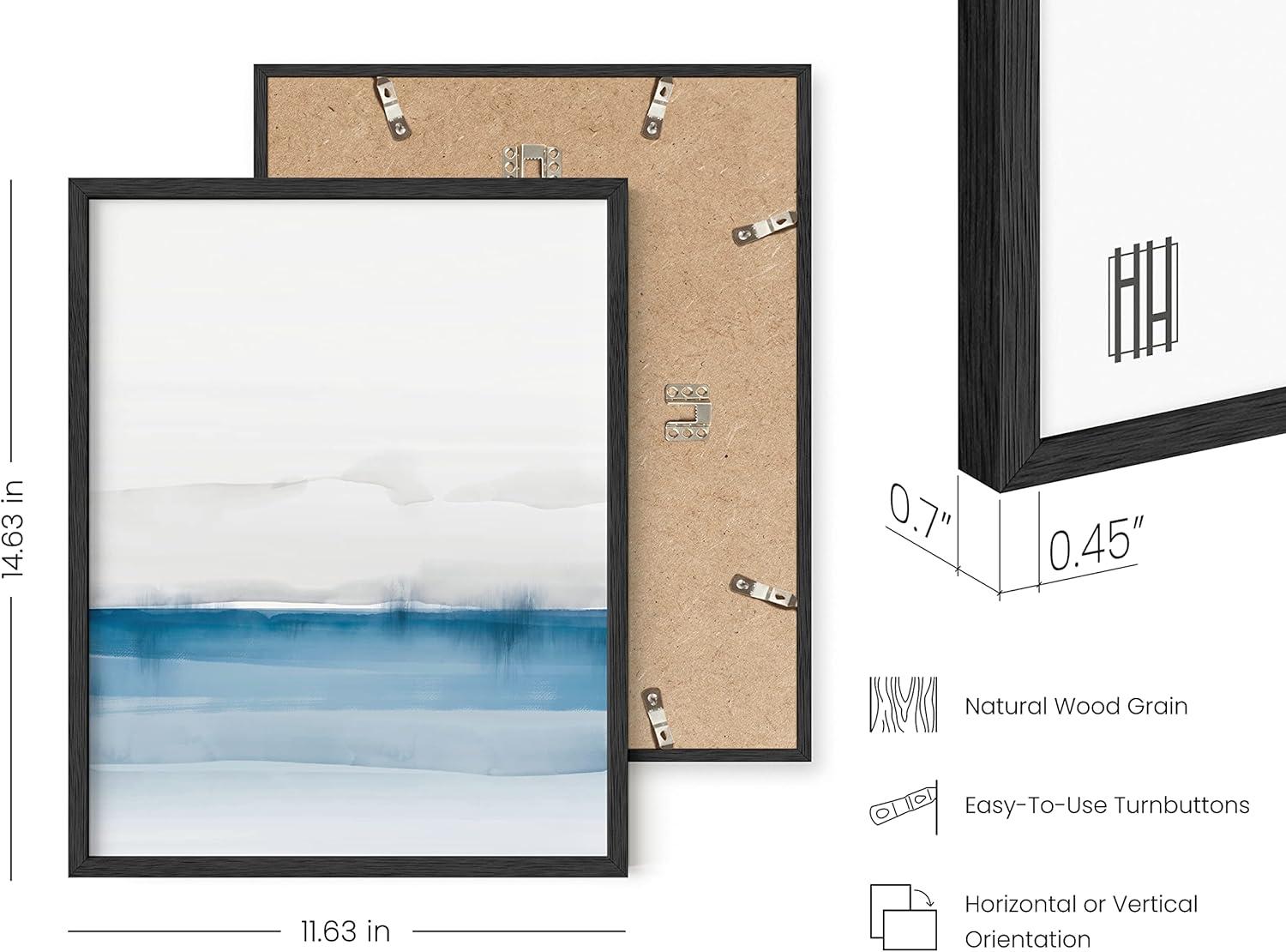 imageHAUS AND HUES Abstract Blue Art  Set of 4 Abstract Art Wall Decor for Living Room Watercolor Prints Wall Art Navy Blue Wall Art Black Frame 11x14Multi Watercolor