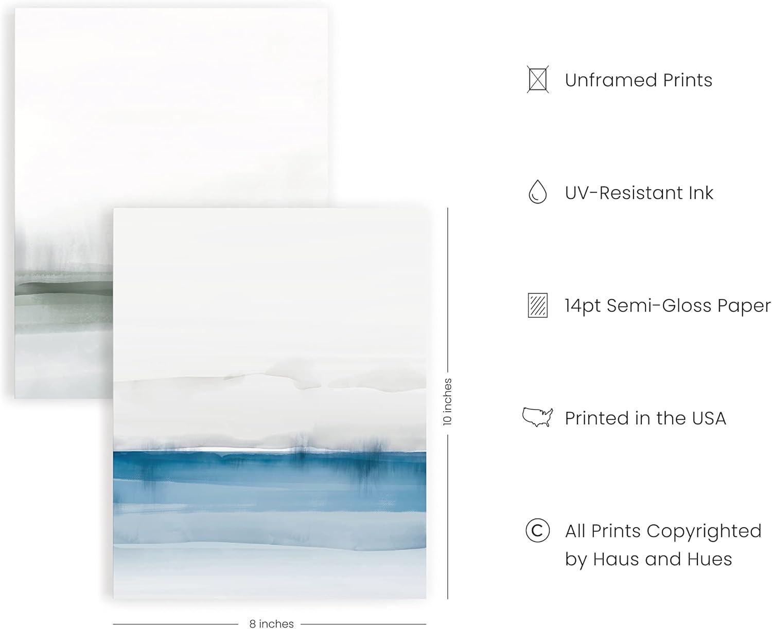 imageHAUS AND HUES Abstract Blue Art  Set of 4 Abstract Art Wall Decor for Living Room Watercolor Prints Wall Art Navy Blue Wall Art Black Frame 11x14Multi Watercolor
