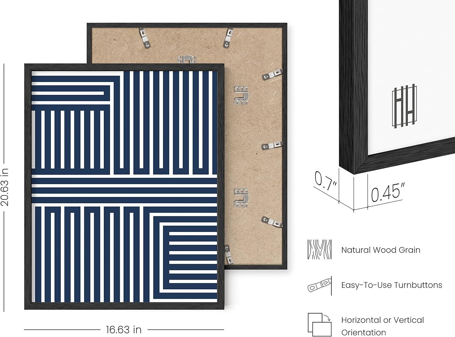 imageHAUS AND HUES Abstract Blue Art  Set of 4 Abstract Art Wall Decor for Living Room Watercolor Prints Wall Art Navy Blue Wall Art Black Frame 11x14Navy Geometric Shapes
