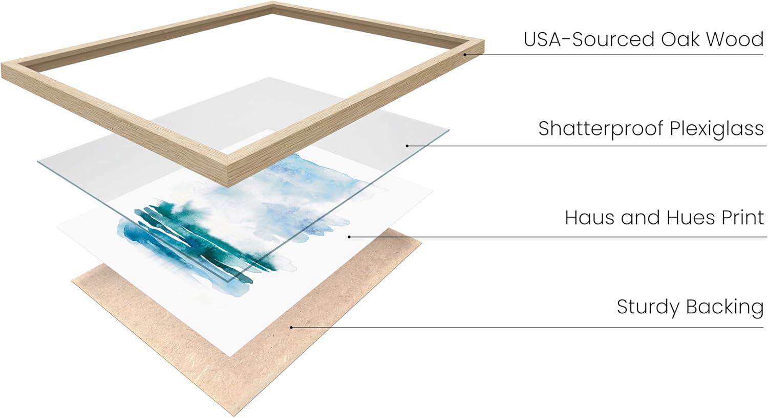 imageHAUS AND HUES Abstract Blue Art  Set of 4 Abstract Art Wall Decor for Living Room Watercolor Prints Wall Art Navy Blue Wall Art Black Frame 11x14Seascape Set of 4