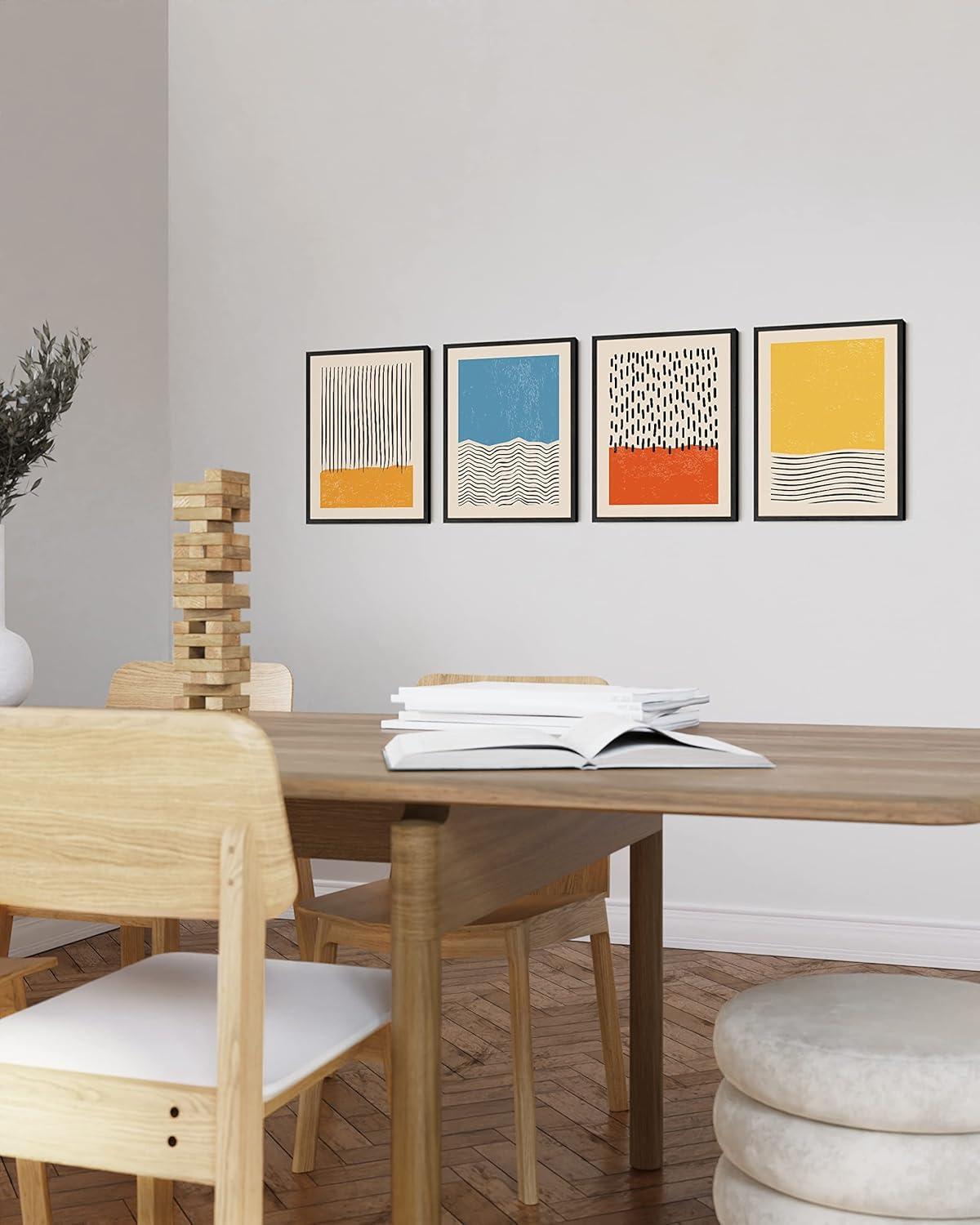 imageHAUS AND HUES Abstract Blue Art  Set of 4 Navy Blue Prints Modern Paintings and Wall Art for Home Decor Unframed 11x14Colors  Lines