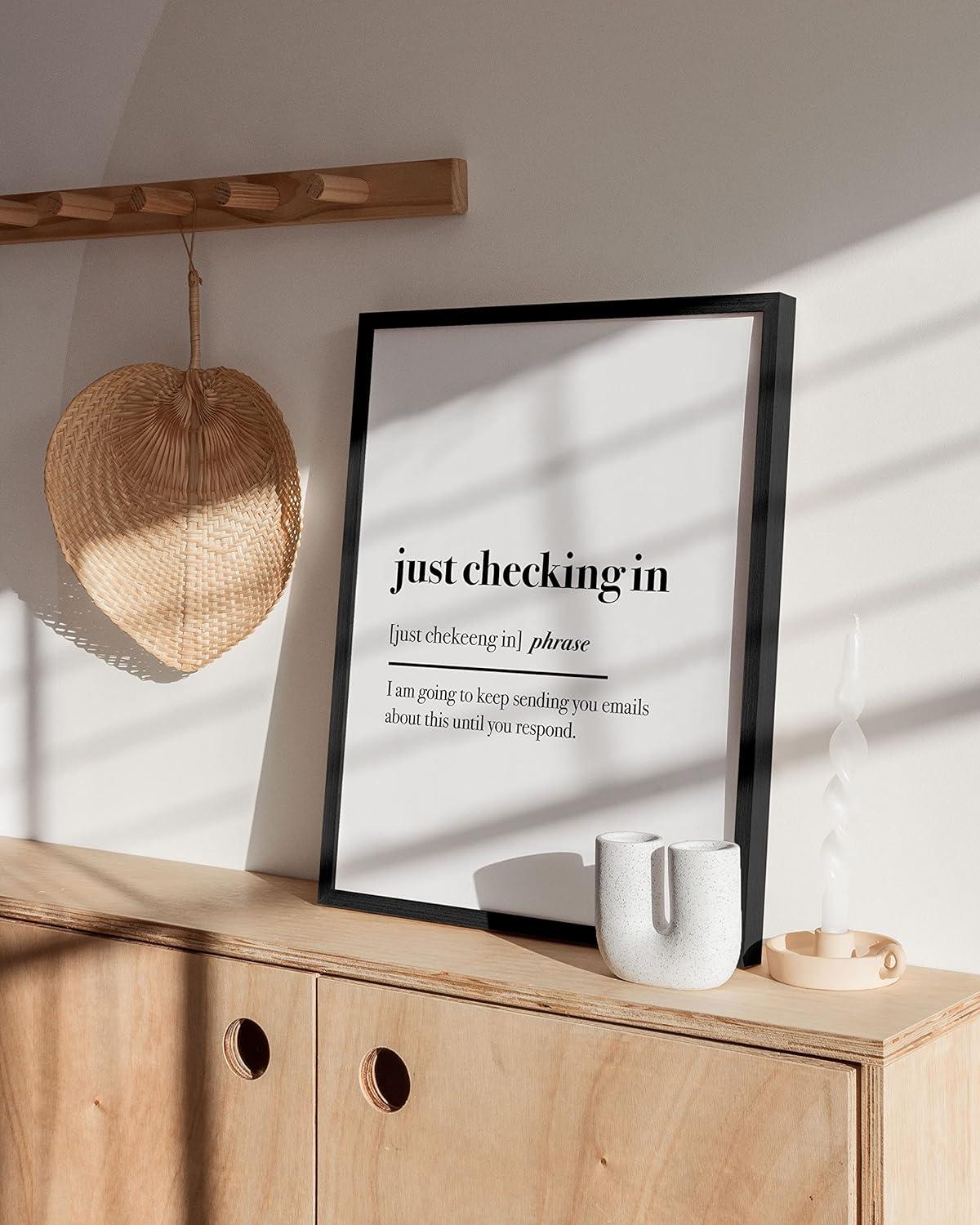 imageHAUS AND HUES Funny Dorm Posters  Quotes Wall Decor for College Dorm Room Motivational Poster Office Decor for Women Cubicle Wall Decor UNFRAMED 12quotx16quotJust Checking In
