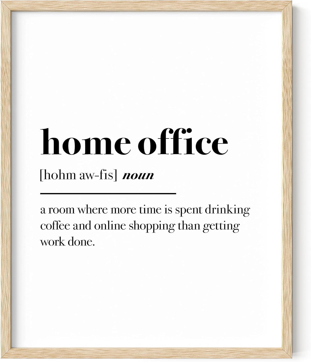 imageHAUS AND HUES Home Office Wall Decor  Funny Wall Art for Office Cubicle Wall Decor Funny Office Decorations for Work Funny Cubicle Decor Wall Sayings for Office Meeting Framed Beige 16x20Home Office