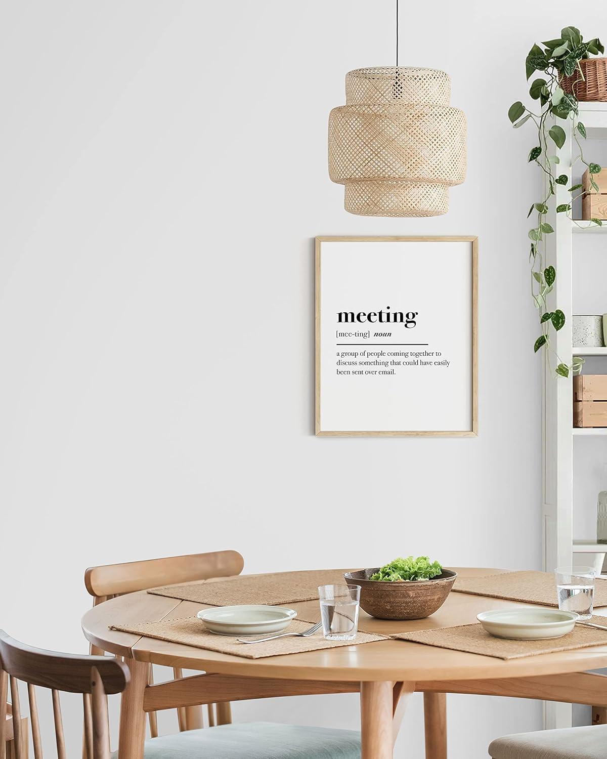 imageHAUS AND HUES Home Office Wall Decor  Funny Wall Art for Office Cubicle Wall Decor Funny Office Decorations for Work Funny Cubicle Decor Wall Sayings for Office Meeting Framed Beige 16x20Meeting