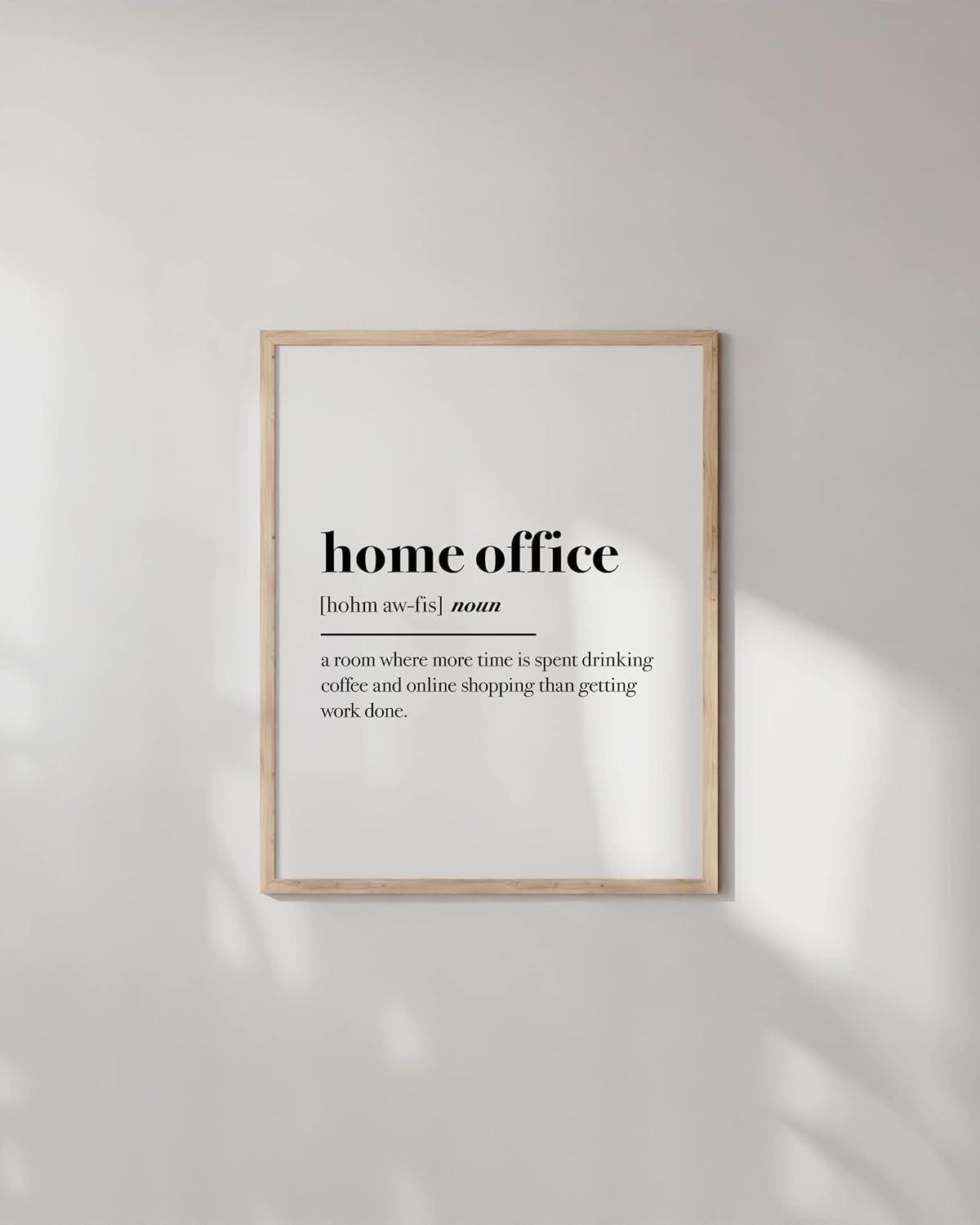 imageHAUS AND HUES Home Office Wall Decor  Funny Wall Art for Office Cubicle Wall Decor Funny Office Decorations for Work Funny Cubicle Decor Wall Sayings for Office Meeting Framed Beige 16x20Home Office