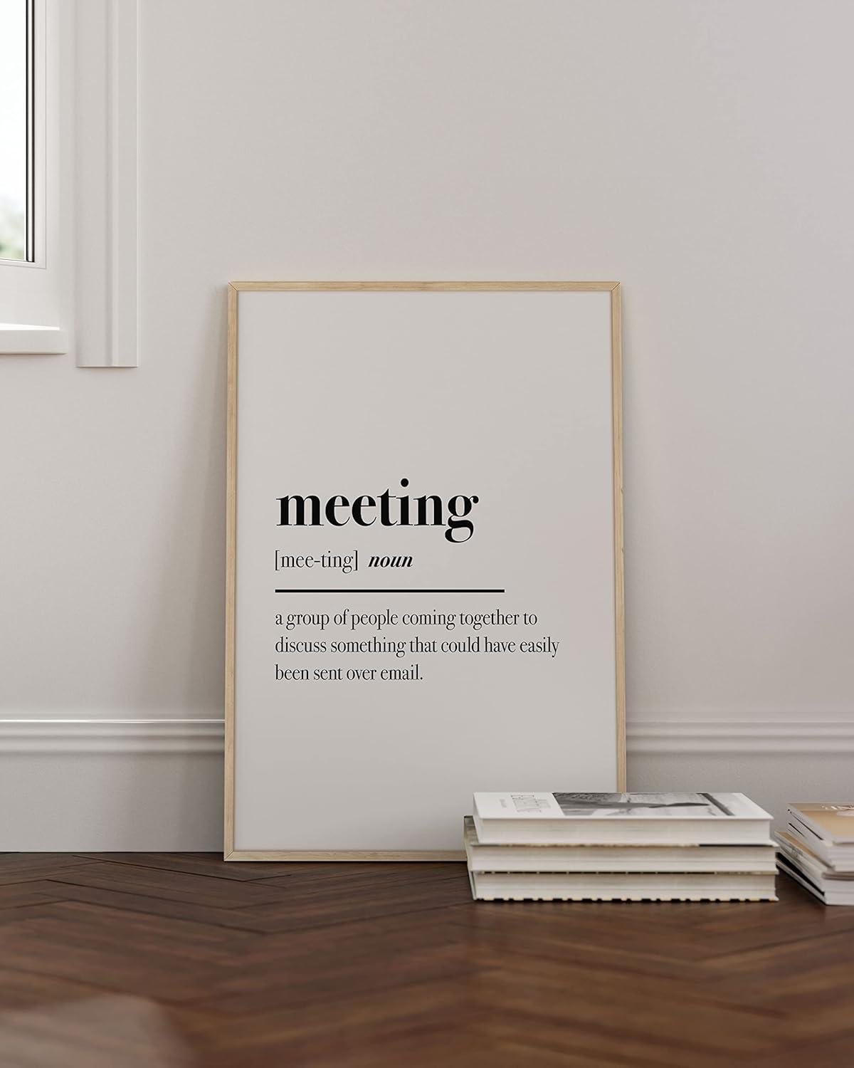 imageHAUS AND HUES Home Office Wall Decor  Funny Wall Art for Office Cubicle Wall Decor Funny Office Decorations for Work Funny Cubicle Decor Wall Sayings for Office Meeting Framed Beige 16x20Meeting