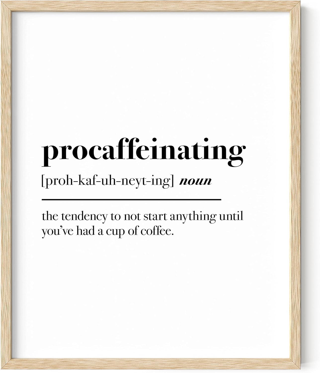 imageHAUS AND HUES Home Office Wall Decor  Funny Wall Art for Office Cubicle Wall Decor Funny Office Decorations for Work Funny Cubicle Decor Wall Sayings for Office Meeting Framed Beige 16x20Procaffeinating