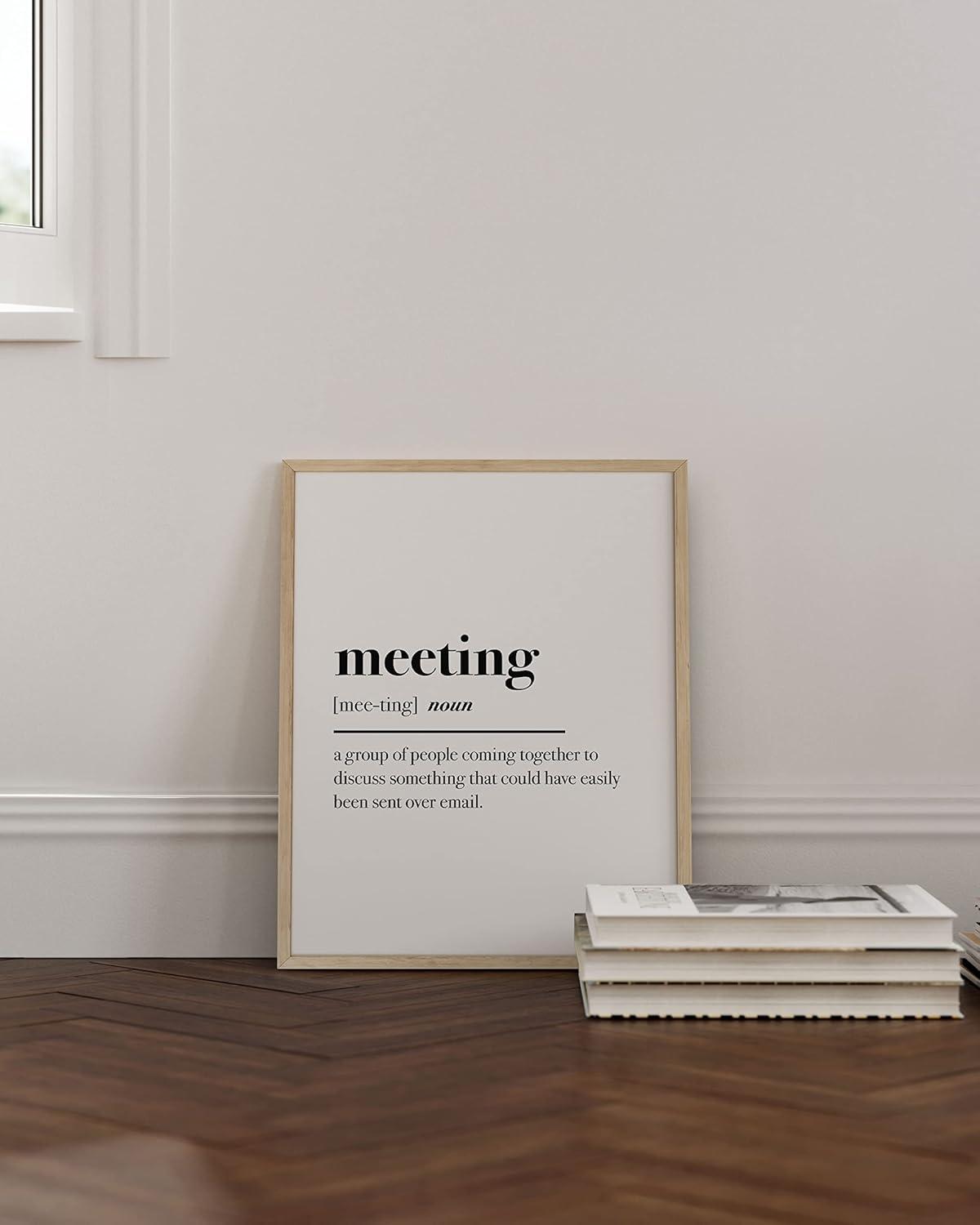 imageHAUS AND HUES Home Office Wall Decor  Funny Wall Art for Office Cubicle Wall Decor Funny Office Decorations for Work Funny Cubicle Decor Wall Sayings for Office Meeting Framed Beige 16x20Meeting