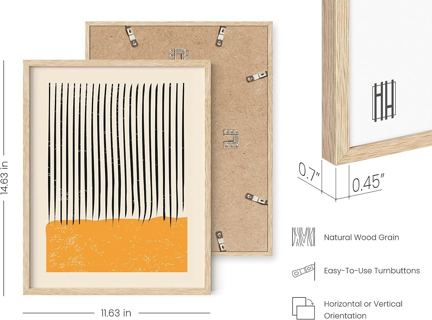 imageHAUS AND HUES Nature Wall Art  Set of 4 Landscape Wall Art Watercolor Prints Abstract Nature Wall Decor Earth Tones Neutral Art Beige Frame 11x14Colors  Lines