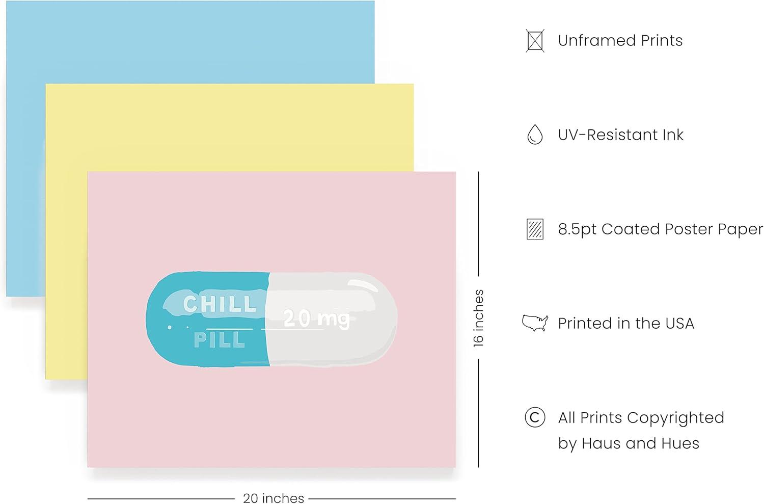 imageHAUS AND HUES Preppy Wall Art  Set of 3 Colorful Travel Posters Trendy City and Beach Prints for Bedroom Decor Unframed 24x36Chill Pills