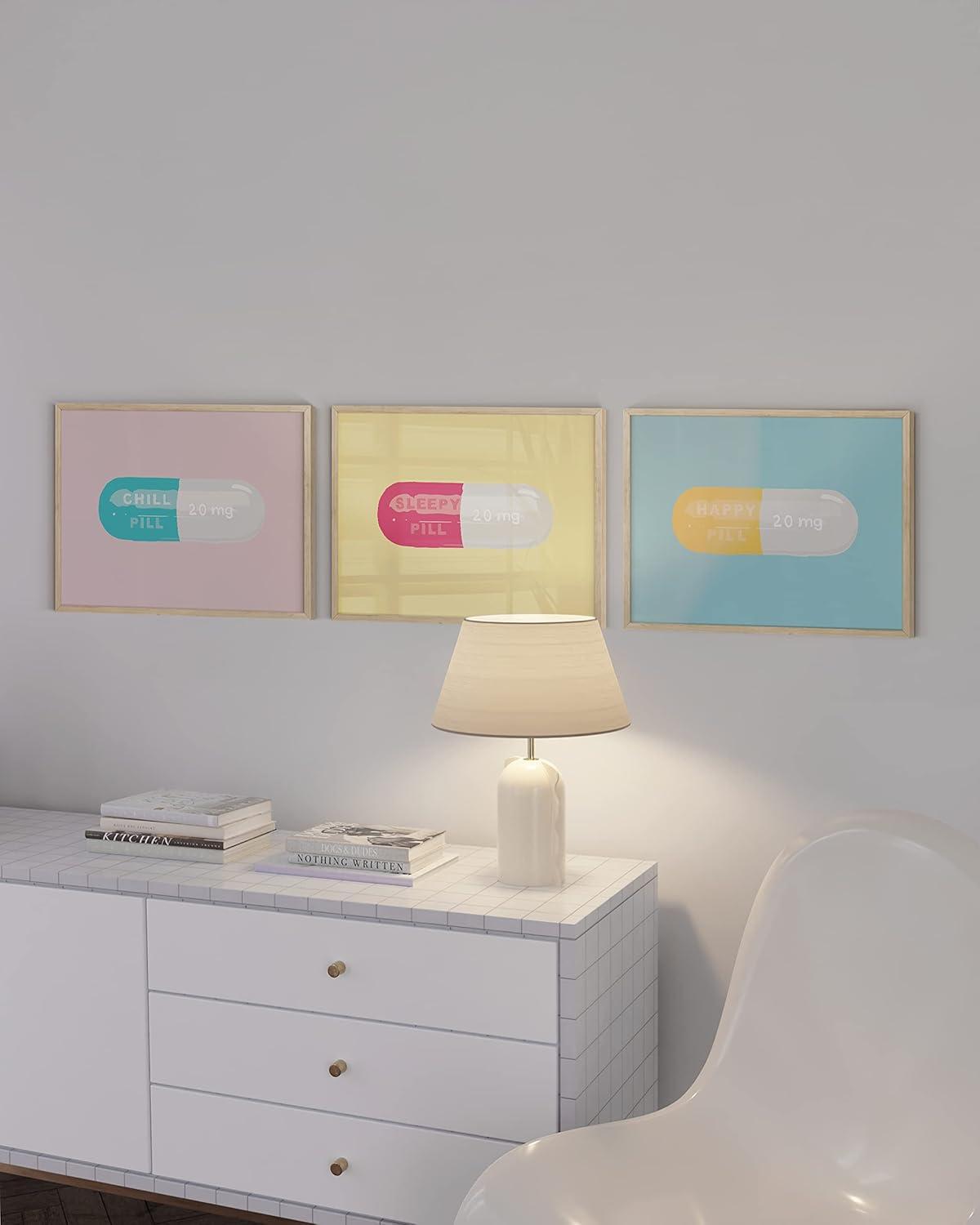 imageHAUS AND HUES Preppy Wall Art  Set of 3 Colorful Travel Posters Trendy City and Beach Prints for Bedroom Decor Unframed 24x36Chill Pills
