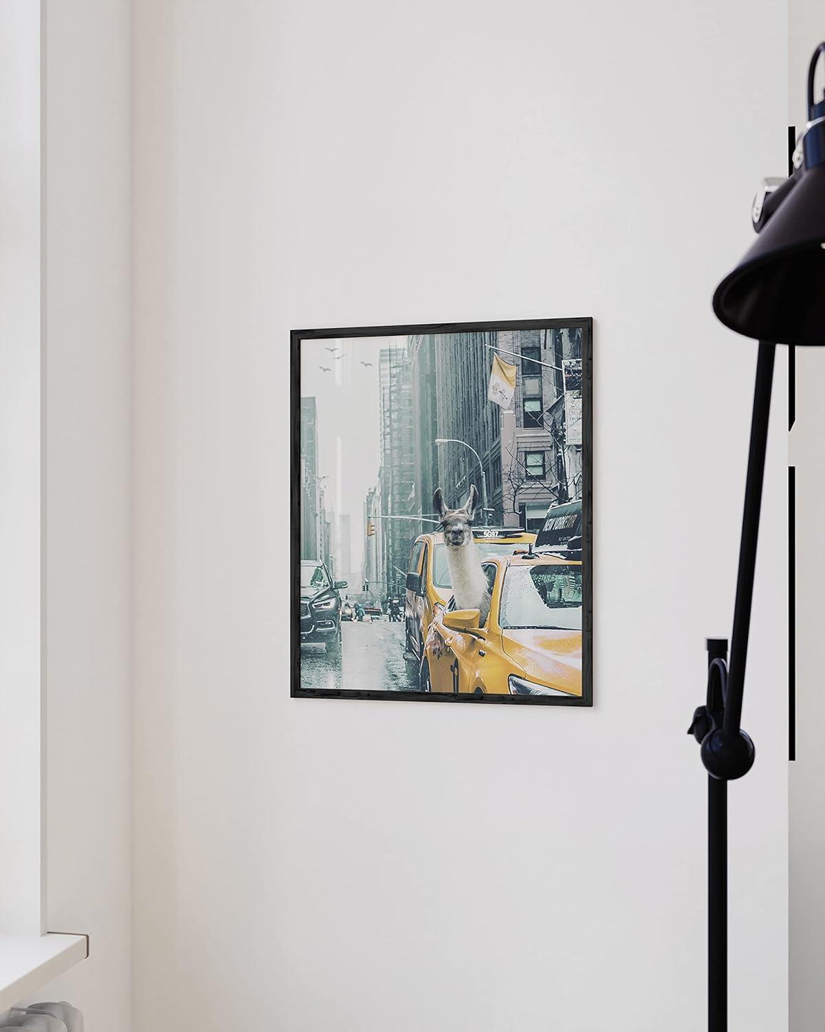 imageRipGrip Llama Dorm Decor and Llama Wall Art  Dope Posters for Boys Room Cute Posters for College Dorm Cute Wall Decor Funny Llama Accessories Llama in Taxi Art Print Black Frame 16x20Unframed