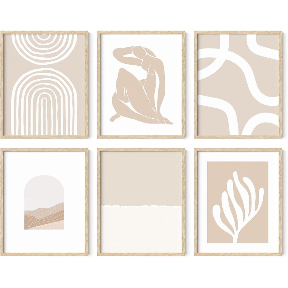 imageHAUS AND HUES Hilma Af Klint Wall Decor  Set of 6 Famous Art Prints Vintage Wall Prints Famous Paintings Wall Art Artist Posters For Room Aesthetic Geometric Wall Print 8x10 UnframedBeige Boho Matisse