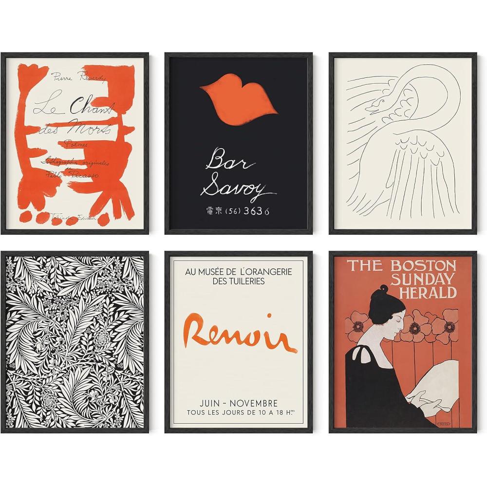 imageHAUS AND HUES Hilma Af Klint Wall Decor  Set of 6 Famous Art Prints Vintage Wall Prints Famous Paintings Wall Art Artist Posters For Room Aesthetic Geometric Wall Print 8x10 UnframedBlack  Red Gallery