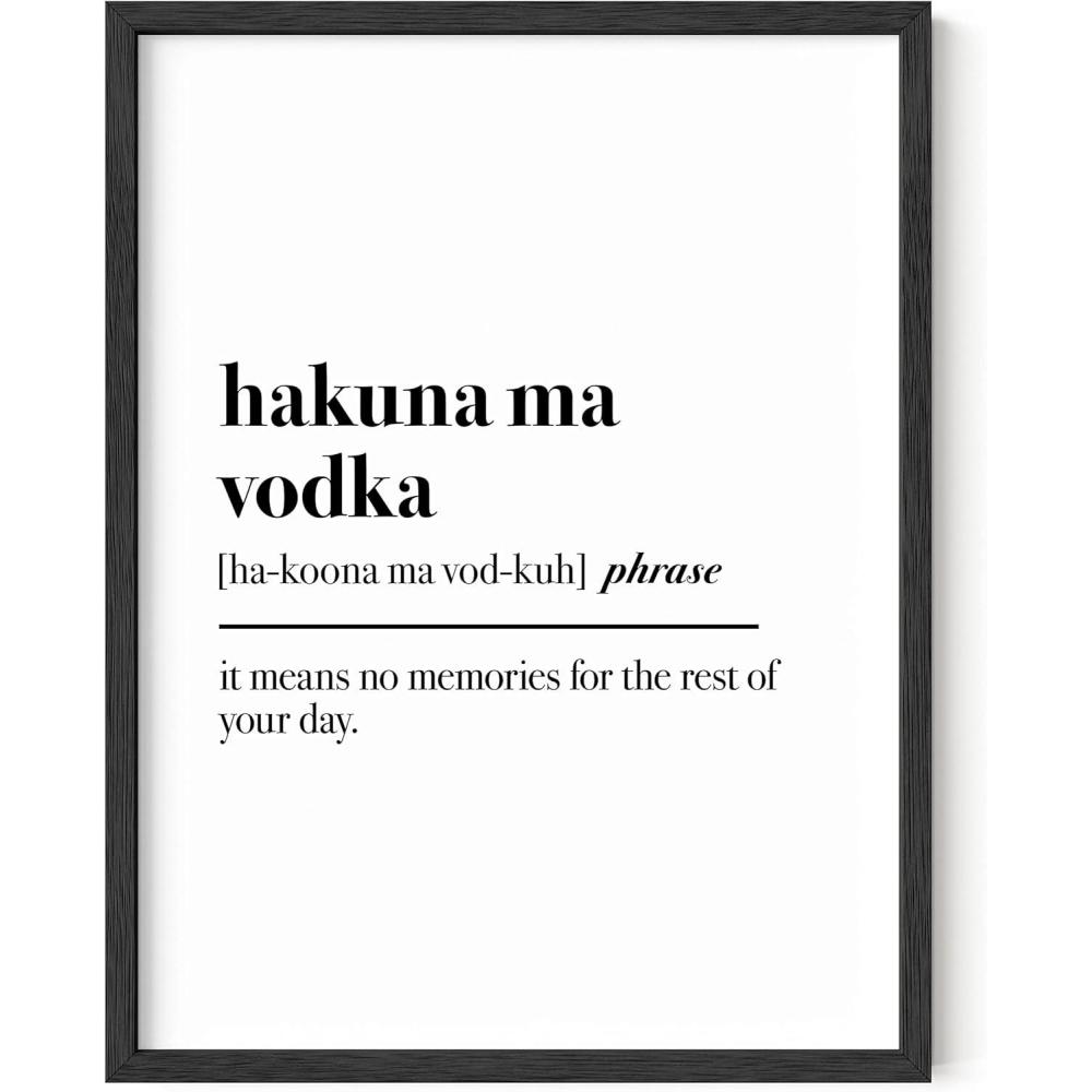 imageHAUS AND HUES Home Office Wall Decor  Funny Wall Art for Office Cubicle Wall Decor Funny Office Decorations for Work Funny Cubicle Decor Wall Sayings for Office Meeting Framed Beige 16x20Hakuna Ma Vodka