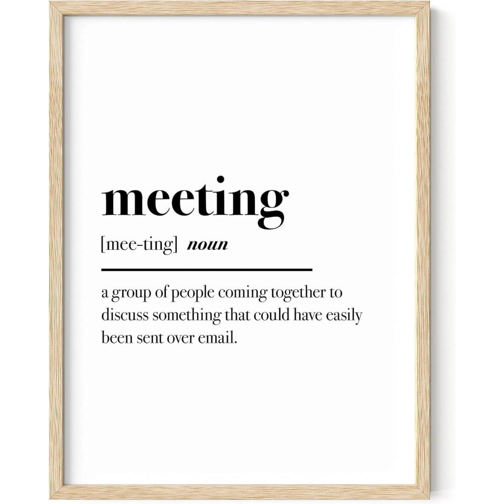 imageHAUS AND HUES Home Office Wall Decor  Funny Wall Art for Office Cubicle Wall Decor Funny Office Decorations for Work Funny Cubicle Decor Wall Sayings for Office Meeting Framed Beige 16x20Meeting