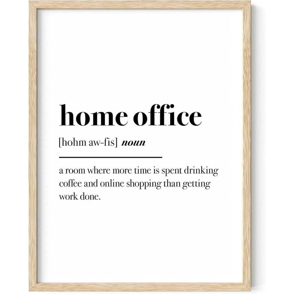 imageHAUS AND HUES Home Office Wall Decor  Funny Wall Art for Office Cubicle Wall Decor Funny Office Decorations for Work Funny Cubicle Decor Wall Sayings for Office Meeting Framed Beige 16x20Home Office
