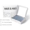 imageHAUS AND HUES Abstract Blue Art  Set of 4 Abstract Art Wall Decor for Living Room Watercolor Prints Wall Art Navy Blue Wall Art Black Frame 11x14Navy Geometric Shapes