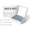 imageHAUS AND HUES Abstract Blue Art  Set of 4 Abstract Art Wall Decor for Living Room Watercolor Prints Wall Art Navy Blue Wall Art Black Frame 11x14Navy Geometric Shapes