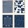 imageHAUS AND HUES Abstract Blue Art  Set of 4 Abstract Art Wall Decor for Living Room Watercolor Prints Wall Art Navy Blue Wall Art Black Frame 11x14Navy Geometric Shapes