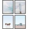 imageHAUS AND HUES Beach Decor and Art Prints  Set of 4 Coastal Wall Art CaliforniaInspired Beach Posters for Home Bathroom or Bedroom Black Frame 11x14Blue
