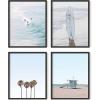 imageHAUS AND HUES Beach Decor and Art Prints  Set of 4 Coastal Wall Art CaliforniaInspired Beach Posters for Home Bathroom or Bedroom Black Frame 11x14Blue