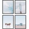imageHAUS AND HUES Beach Decor and Art Prints  Set of 4 Coastal Wall Art CaliforniaInspired Beach Posters for Home Bathroom or Bedroom Black Frame 11x14Blue