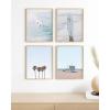 imageHAUS AND HUES Beach Posters  Set of 6 Beach Art Prints Coastal Wall Art Beige Frame 16x20Blue