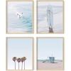 imageHAUS AND HUES Beach Posters  Set of 6 Beach Art Prints Coastal Wall Art Beige Frame 16x20Blue