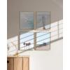imageHAUS AND HUES Beach Posters  Set of 6 Beach Art Prints Coastal Wall Art Beige Frame 16x20Blue