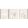 imageHAUS AND HUES Fashion Wall Art Set  Glam Purple Decor Designer Aesthetic Prints for Bedroom Black Frame 24x36 Set of 3Gray Line Art