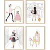 imageHAUS AND HUES Glam Luxury Sketch Daisy Jones Wall Art Set of 4 Unframed 16x20 Linen Art Prints for BedroomFashion Sketches