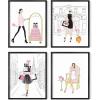 imageHAUS AND HUES Glam Luxury Sketch Daisy Jones Wall Art Set of 4 Unframed 16x20 Linen Art Prints for BedroomFashion Sketches