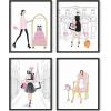 imageHAUS AND HUES Glam Luxury Sketch Daisy Jones Wall Art Set of 4 Unframed 16x20 Linen Art Prints for BedroomFashion Sketches